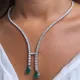 Stonefans-Collier ras du cou en cristal pour femme long vintage vert goutte d'eau patients