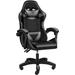 Inbox Zero Gaming Chair w/ Lumbar Support Faux Leather in Gray/Black | 49 H x 21 W x 19 D in | Wayfair 5AA31E8F26D94F97B1E944F922AD58D5