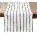 Gracie Oaks Beige-white Modern Striped Linen Blend Table Runner Polyester/Linen in White/Black | 108 W x 16 D in | Wayfair