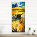 East Urban Home Boat During Evening Glow at the Lake VI Wall Clock Metal in Black/Blue/Yellow | 28 H x 12 W x 1 D in | Wayfair