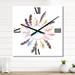 Designart 'Vintage Round Wreath With Birds Feathers' Bohemian & Eclectic wall clock
