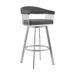 26" Mod Grey Faux Leather Brushed Silver Finish Swivel Bar Stool - 34" x 22" x 21"