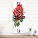 Designart 'Vintage Red Rose Flower III' Traditional Large Wall Clock