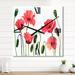 Designart 'Vintage Red Blooming Poppies' Traditional Large Wall Clock