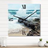 Designart 'Wild Waves Breaking On The Shore' Nautical & Coastal wall clock