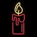 12" Red LED Lighted Neon Style Red Candle Christmas Window Silhouette