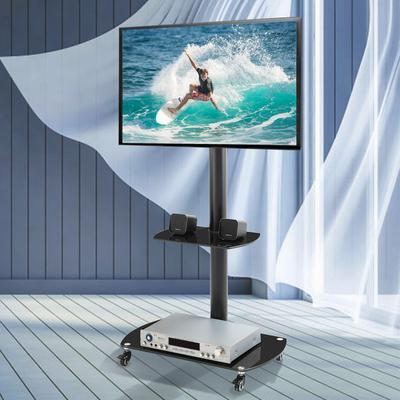 53-57''Height Adjustable&90 Degree Swivel TV Stand with Lockable Wheel Media Display Units