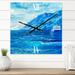 Designart 'Morning Sunlight On The Sea Waves II' Nautical & Coastal Large Wall Clock