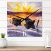 Designart 'Sunset and Two Small Boats Parking On The Shore' Lake House Large Wall Clock