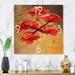 Designart 'Vintage Blooming Poppies II' Traditional wall clock