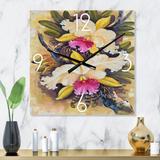 Designart 'Vintage Forest Orchids II' Traditional wall clock