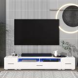 82''W Extended Minimalist RGB LED Lights TV Stand Cabinet for 90+ inch TV