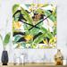 Designart 'Tropical Foliage and Yellow Flowers IV' Modern Large Wall Clock
