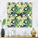 Designart 'Tropical Foliage and Yellow Flowers VIII' Modern Large Wall Clock