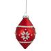 5.25" Glittered Red White Snowflake Glass Finial Christmas Ornament