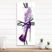 Designart 'Dark Purple Stiletto Shoe With Pink VIolet Roses' Traditional Metal Wall Clock