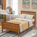 Solid Pine Wood Twin Platform Bed with Vertical Slats Headboard Footboard and Extra Side Edge Support, No Box Spring Needed