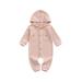 hirigin Toddler Baby Romper Waffle Fabric Long Sleeve Buttons Hooded Jumpsuit