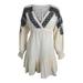 Free People Dresses | Free People Long Sleeve Boho Tunic Cotton Blend Ivory Beaded Mini Shirt Dress Xs | Color: Cream | Size: Xs