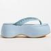 Anthropologie Shoes | Mou Chunky Flip-Flop Padded Sandals - Pale Blue Suede | Color: Blue | Size: 8