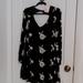 Free People Dresses | Free People Size M Black Dress With White Embroidered Flowers Nwt | Color: Black/White | Size: M