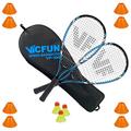 VICTOR Speed-Badminton 100 Set - 2 Badmintonschläger, 3 Bälle und eine hochwertige Badmintontasche Set field