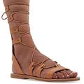 37 Beige Emmanuela Kalbshohe Ledersandalen im antiken griechischen Stil, handgefertigte flache Gladiator sandalen mit offenen Zehen, hochwertige Riemchen Sommerschuhe für Frauen