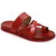 38 Rot Emmanuela Bequeme flache Sandalen aus rotem Leder, Toe-Ring Summer Red-Schuhe im griechischen Stil, Sandalen mit offener Zehen, X Strap Sandalen mit Fußgewölbestütze