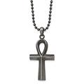 24.1mm Chisel Stainless Steel and White Bronze Plated Ankh Pendant a Ball Chain Necklace Jewelry Gifts for Women - 56 Centimeters