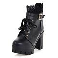 LHHH Women's Fashion Shoes, Ankle Boots Lace Height Increasing Boots Ladies,Snow Boots Fur Lined Frosty Warm Anti-Slip Boot, Black, 6.5 UK (UKK1110)