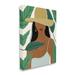 Stupell Industries Smiling Woman Wearing Sun Hat Drifting Leaves by Birch & Ink - Floater Frame Graphic Art in Brown/Green/White | Wayfair