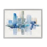 Stupell Industries Blocked Abstract Cityscape Scene Reflection WaterColoured Detail by Sally Swatland - Floater Frame Painting on Canvas Canvas | Wayfair
