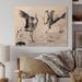 Winston Porter Two Enamored Japanese Cranes Birds - Unframed Painting on Wood in White | 24 H x 36 W x 1 D in | Wayfair