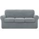 subrtex Sofabezug für 3-Sitzer mit 3 Kissenbezügen, elastischer Sofabezug für DREI Sitzer gegen Kratzer, waschbar (3-Sitzer, Hellgrau)