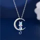 Colliers de la présidence en argent regardé 925 pour femme collier pendentif chat en pierre de lune