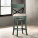 Rosalind Wheeler Anashima 29" Swivel Barstool set Of 2 Upholstered/Metal in Green | 40 H x 19.5 W x 18 D in | Wayfair