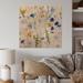 August Grove® Wildflowers Chamomile & Clover Bell II - Unframed Painting on Wood in Blue/Brown/Yellow | 16 H x 16 W x 1 D in | Wayfair