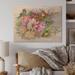 Winston Porter Vibrant VIntage Flowers & Colourful Birds - Unframed Graphic Art on Wood Metal in Brown/Green/Pink | 16 H x 32 W x 1 D in | Wayfair
