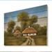 Charlton Home® Rural House in the Countryside V - Unframed Painting on Wood in Blue/Brown/Green | 12 H x 20 W x 1 D in | Wayfair