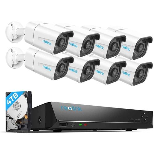 4K überwachungskamera Set, Videoüberwachung mit 8X 8MP PoE ip Kamera und 16CH 4TB hdd nvr,