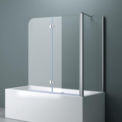 Doporro – 80x120x140cm Design-Duschwand für Badewanne Badewannenaufsatz Duschabtrennung 6mm