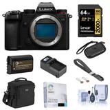 Lumix DC-S5 Mirrorless Camera Bundle with 64GB UHS-II V90 SD Card Card Case Bag Wrist Strap Extra Battery Charger Screen Protector Cleaning Kit