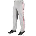 MVP Open Bottom Baseball Pants with Braid Adult Large Grey with Scarlet Braid