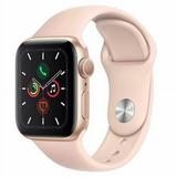 Restored Apple Watch Series 5 44mm GPS Aluminum Gold Case Pink Sport Band Smartwatch (Refurbished)