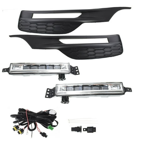 SEBLAFF Left & Right LED Fog Lights Assembly Replacement for 2016-2017 Honda Accord Sedan 4Dr Clear Lens with Bulbs+Bezel+Switch+Wires 33900T2AA21 33950T2AA21 (Driver & Passenger Side)