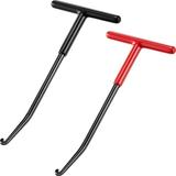 2 Pieces Exhaust Spring Puller Tool Motorcycle Exhaust Spring Hooks T Handle Exhaust Spring Hooks Snowmobile Spring Puller Removal Tool Pipe Spring Puller for Motorcycle Dirt Bike (Red with Black)