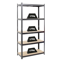 PROREGAL Schwerlastregal Ragnar | HxBxT 180x90x40 cm | Fachlast 175kg | Schwarz| Stecksystem Lagerregal Regalsystem Image