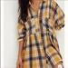 Free People Dresses | Free People The Voyage Shirt Dress Flannel Yellow Plaid Dress Small Oversized | Color: Black/Yellow | Size: S