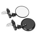 Pair Motorcycle Mirrors Black Round Rear View Side Mirror Bar End Mirror For Motorbike Universal