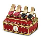 Bejeweled Pewter Multi Color Finish IMELDA S Shoe Rack Trinket Box